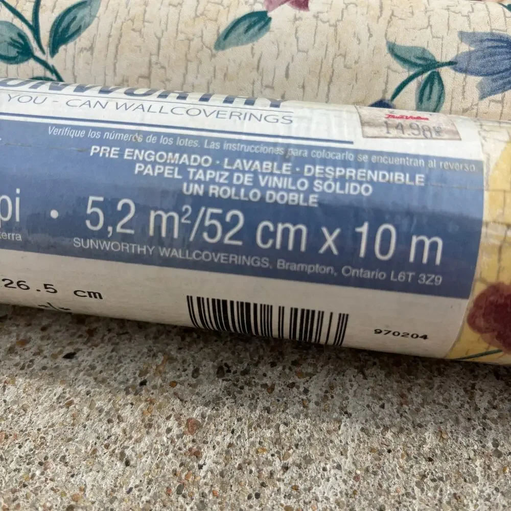 Lot of 4 Double Rolls Sunworthy Wallpaper Floral Flowers Wallcovering Pink cream